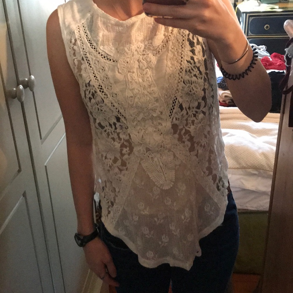 Free people white lace top